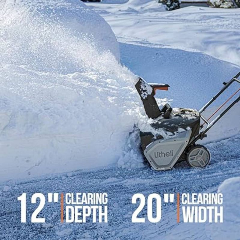Litheli U20 20V 4Amp Cordless Electric Snow Blower With Brushless Motor Battery Powered, 4 of 7