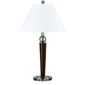 Cal Lighting 60W X 2 Metal Night Stand Lamp With 2 USB And 2 Power Outlets, On Off Rocker Base Switch - 1 of 3