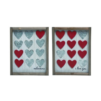 Transpac Wood Valentine Heart Frame Decor Set of 2 Valentines Home Decorations