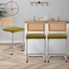 Bekrvio Bar Stools Set of 2/3/4, 26”/30" Barstool with Rattan Back, Velvet-Upholstered & Chrome Frame,Mid Century Modern Kitchen Stool for Island - 2 of 4