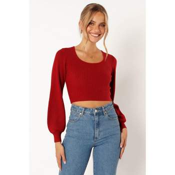 Petal and Pup Womens Daphne Crewneck Bubble Sleeve Knit Sweater