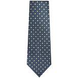 TheDapperTie Men's Navy Blue And White Geometric Necktie with Hanky