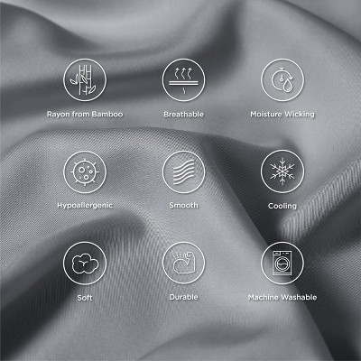 Silver Gray Rayon from Bamboo Cooling Queen Pillowcase Set