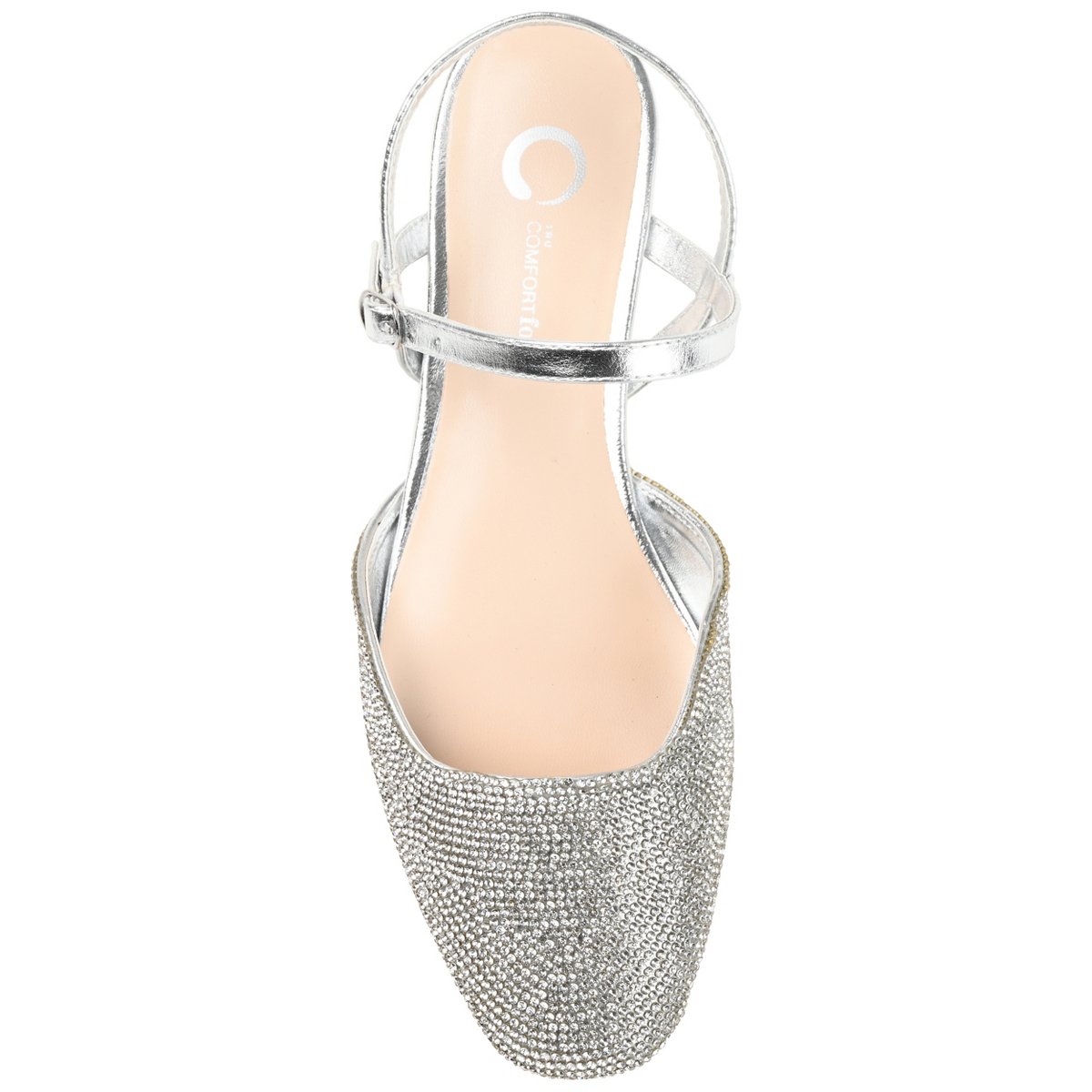 Обувь Journee Collection Women's Nysha Buckle Square Toe Ballet Flats Silver 9 — фото 4