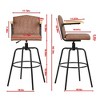 VECELO Bar Stools with Backs & Arms Set of 2, Counter Height Barstools Set with Tufted Upholstery & Footrest Ring, White/Brown - 2 of 4