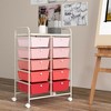 Tangkula 10-Drawer Rolling Storage Cart Tools Scrapbook Paper Organizer on Wheels Pink Gradient - 4 of 4