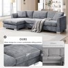 Okak Luxury 96" Cloud L-Shaped Sectional Sofa 4 Seat with Oversized Chaise&2 Pillows, Chenille Couch for Living Room,Apartment,Office, Gray - 3 of 4