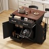 PexFix 47.2" Farmhouse Kitchen Island with Drop Leaf Kitchen Storage Island with Removable Side Racks Two Drawers for Home Kitchen Dining Room Black - 4 of 4