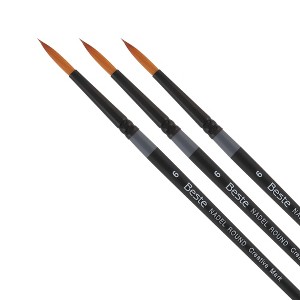 Creative Mark Beste Golden Taklon Nadel Round #6 - 3 Pack Artist Brush, Professional Watercolor Brushes, For Acrylic Painting, Short Handle, Sharp - 1 of 4