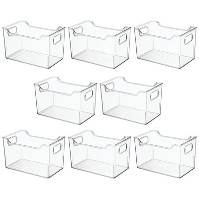 mDesign Deep Plastic Crafting Storage Organizer Bin with Handles - 8 Pack, Clear