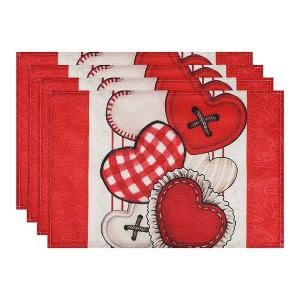 REGALWOVEN Love Hearts Placemats Set of 6, Happy Valentine's Day Dining Table Place Mats, Wedding Anniversary Holiday Decor - 1 of 4