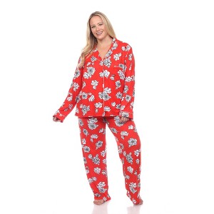 Plus Size Long Sleeve Floral Pajama Set - White Mark - 1 of 4