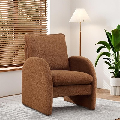 Boucle Accent Armchair, Modern Upholstered Chair with Solid Wood Frame, Comfy Reading Chair for Living Room, Bedroom – Cuddlewood