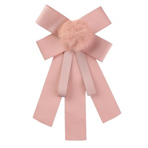 Allegra K Women's Pre-tied Bowknot Pin Solid Color Neckties Elegant Brooch Bow Tie - 1 of 4