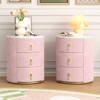 FONTOI 2PCS Upholstered Nightstand with Drawers, Round Bedside Table with Handles, Fully Assembled Except Handles, Pink, 15.75"*20.67"*15.75" - 2 of 4