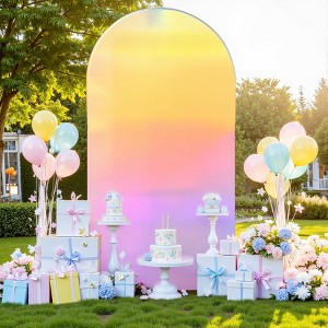 Shiny Wedding Arch Backdrop Cover, U-Shaped Stretchy Spandex Wall Fitted Glitter Round Covering for Party Bridal Banquet Photography Decoration - 1 of 4