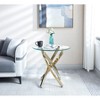 Vynxaria Round Glass Coffee Tables - Contemporary Elegance with Sleek Steel Accents - 2 of 4