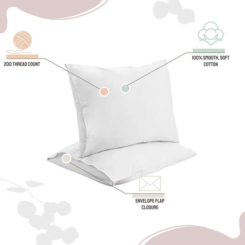 Superity Linen Standard Pillow Cases - 2 Pack - 100% Premium Cotton - Envelope Enclosure, 5 of 11