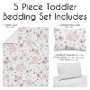 Sweet Jojo Designs Girl Toddler Bedding Set Watercolor Floral Pink and Grey 5pc. - 3 of 4