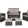 Outdoor 6 Piece Furniture Set, All Weather PE Rattan Sofa Set with Chairs and Table, Armrest Sofas With Cushions and Ottoman-Coolbibila - 4 of 4
