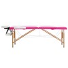 vidaXL Foldable Massage Table 2 Zones Wood White and Pink - 2 of 4