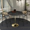 LeisureMod 48" Round Bar Height Dining Table with MDF Top Pub Table and Black Stainless Steel Pedestal Base Verve Collection - 3 of 4