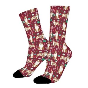 Aussie Dog Christmas Women Printed Crew Socks Funny Funky Socks Soft Polyester Novelty Gifts for Artists Men - 1 of 4