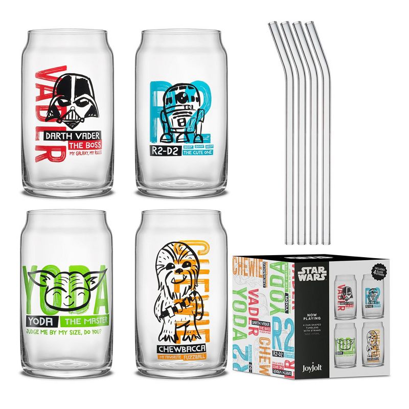 JoyJolt Star Wars™ Now Playing Tumbler Glasses and Glass Straws, 3 of 11