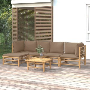 vidaXL Garden Lounge Set Taupe Bamboo Medium Modular Garden Lounge Set - 1 of 4