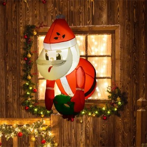 NAYSAYE 3FT Hanging Santa Claus Inflatable Holding Wreath Christmas Decoration Festive Holiday Yard Display for Home Garden, 18.1"*29.5"*41.3" - 1 of 4