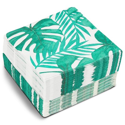 Blue Panda 150 Pack Tropical Palm Leaf Disposable Luncheon Paper Napkins 6.5" for Hawaiian Luau Party Decorations