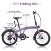 20 Inch Folding Bike With 7-Speed Shifter, Front And Rear Disc Brake, Anti-Skid Tires, Lightweight Steel Frame, For Commuting, Fitness And Vacation - 3 of 4