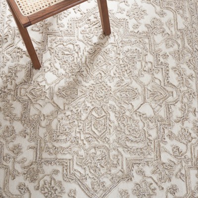Ivory Hand-Tufted Wool Rectangular Area Rug 3' x 5'