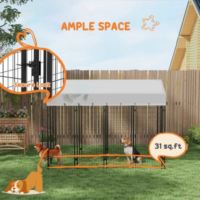 Large Outdoor Galvanized Steel Dog Kennel with Waterproof Cover