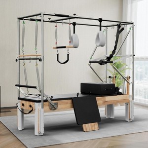 PAETA Pilates Reformer, Wooden Reformer Pilates Machine with Cadillac Trapeze Table,Includes Sitting Box and Jumpboard for home - 1 of 4