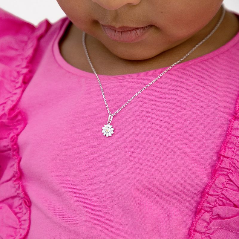 Girls' The Perfect Daisy Sterling Silver Necklace - In Season Jewelry, 3 of 6