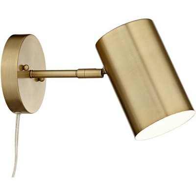 Elegant Carla Brushed Brass Adjustable Plug-In Wall Lamp