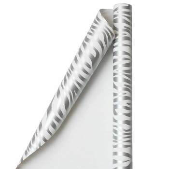 25 sqft JAM Paper & Envelope Zebra Print Gift Roll Wrap Silver