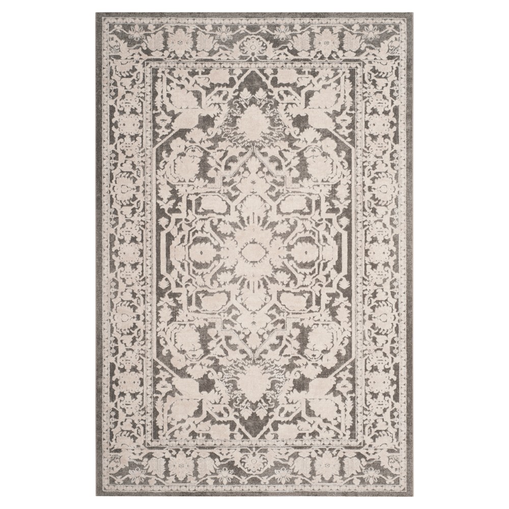 4'X6' Danika Floral Loomed Accent Rug Dark Gray/Cream - Safavieh