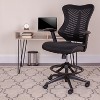 Flash Furniture High Back Designer Black Mesh Drafting Chair with LeatherSoft Sides and Adjustable Arms - 2 of 4