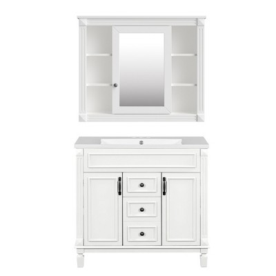 YOOCOZZ Modern Bathroom Vanity with Three-Hole Ceramic Sink, Cabinets and Drawers