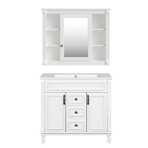 YOOCOZZ Modern Bathroom Vanity with Three-Hole Ceramic Sink, Cabinets and Drawers - 1 of 4