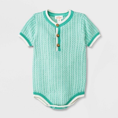 Baby Sweater Romper - Cat & Jack™ Light Green Newborn