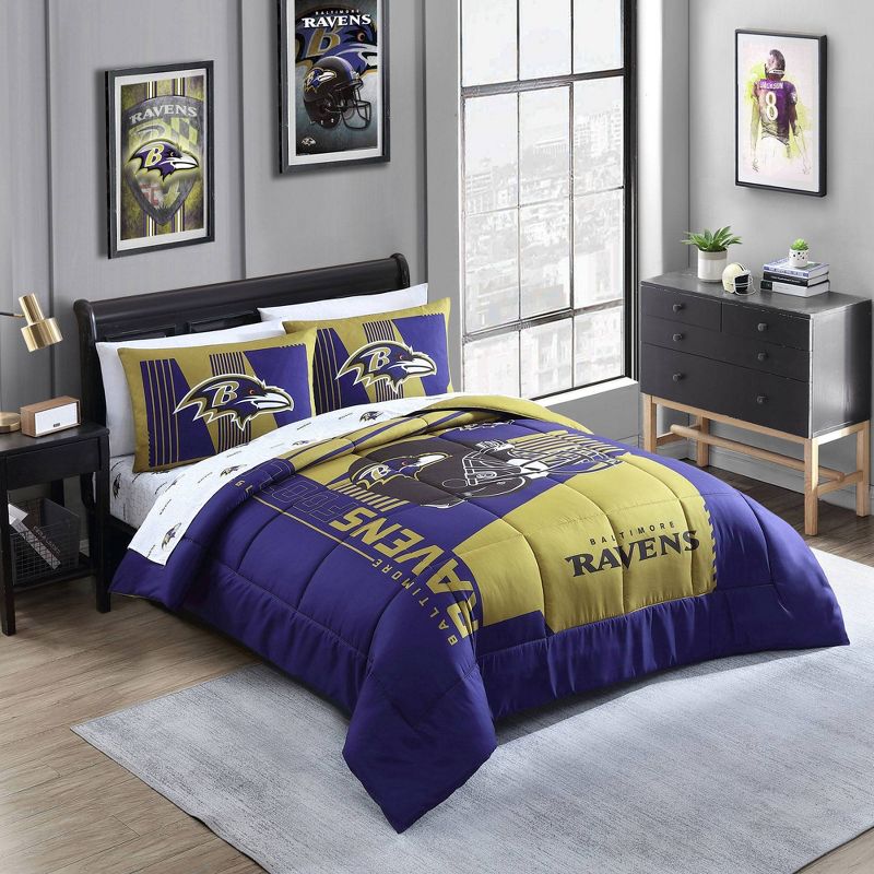 NFL Baltimore Ravens Status Bed In A Bag Sheet Set - Queen, 1 of 2