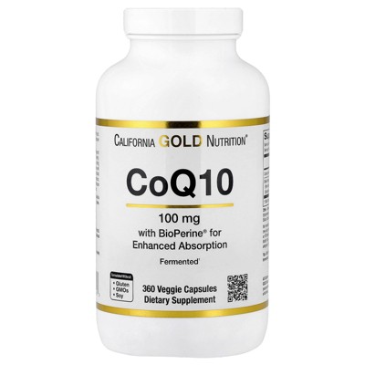 CoQ10 100 mg, Coenzyme Q10 Ubiquinone USP with Bioperine Black Pepper for Enhanced Absorption, Supports Mitochondrial Function*, 360 Veggie Capsules