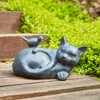 14" Sleeping Cat Statuary in Black Finish - Southern Patio - 2 of 4