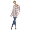 Women's Printed Plaid Roll Tab Tunic - White Mark - 3 of 4