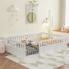 CAVINAS Twin/Full Size Modern Bed Frame with Heigh Guardrails,Pine Wood Floor Bed for Kids Room,Playroom - 2 of 4