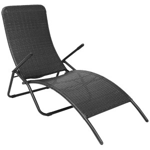 vidaXL Folding Sun Lounger Poly Rattan Black - 1 of 1