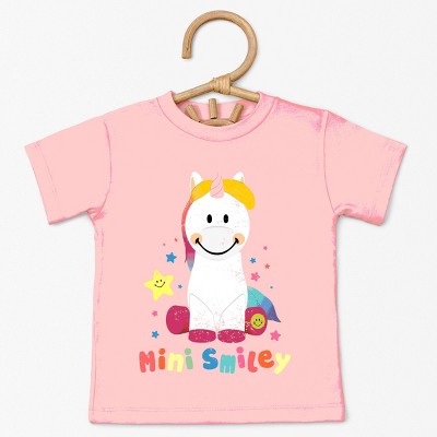 The Juniper Shop Mini Smiley Unicorn Distressed Toddler Short Sleeve Tee
